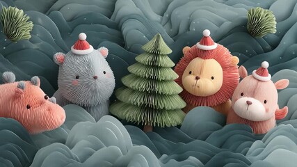 Cute Little Animals Celebrate Christmas