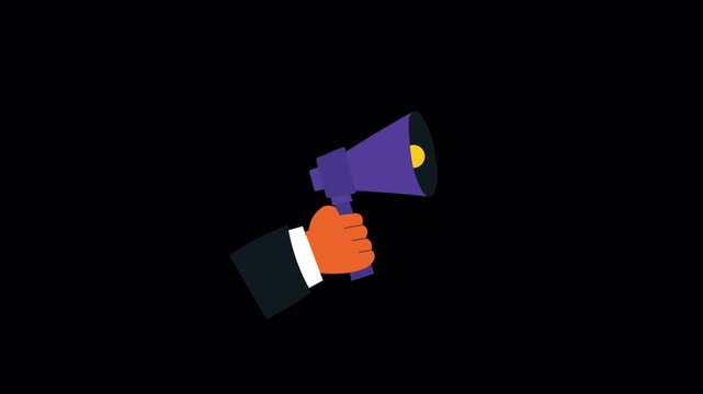 Hand Holding Megaphone Animation Video - Transparent