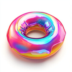 Colorful Rainbow Donut with Glossy Finish and Vibrant Swirls