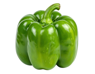 Vibrant green bell pepper isolated on white background
