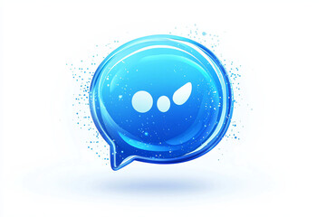 Blue Chat Bubble Icon with Sparkles for Messaging Theme Design