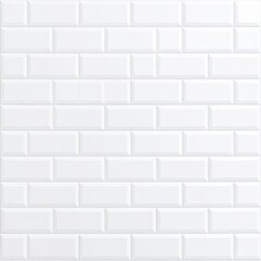 A pristine white tile wall featuring an array of tiles in various sizes, creating a visually appealing and textured pattern that enhances the space.