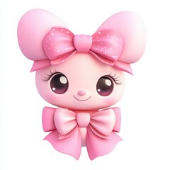 Adorable pink cartoon mouse with big bow, perfect for childrens' books, nursery art, and cute character designs that will bring joy to any project