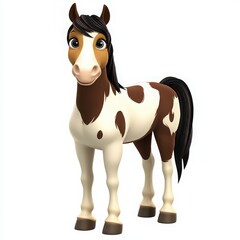 Adorable cartoon horse character with playful spotted pattern, perfect for children's illustrations and animations, ideal for educational content and whimsical designs