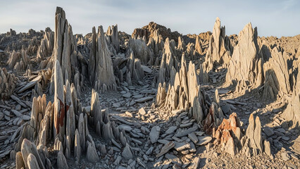 Tall Karst Spires in Rocky Desert
