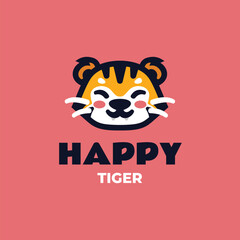 Mascot Happy Tiger Logo Design
