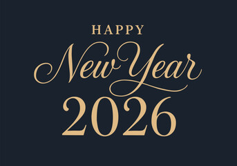 Golden Happy New Year 2026 Typography – Elegant Festive Celebration Design