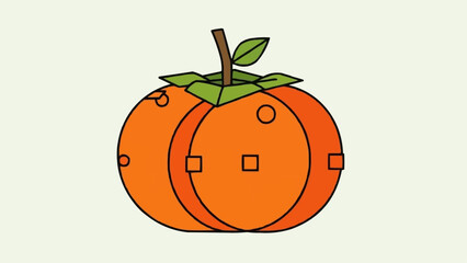 Stylized Orange Fruit with Geometric Patterns.