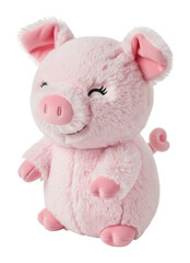 Playful pink pig plush toy soft toy cheerful atmosphere isolated on transparent background