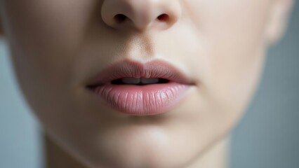 Close-up of lips and nose with smooth skin