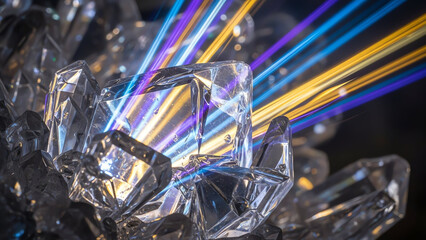 Crystal Shards with Colorful Light Beams