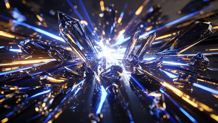 Crystal Shards in Blue and Gold Light