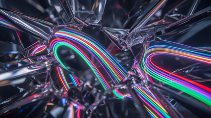 Main Subject Neon Cables Weaving Through Glass