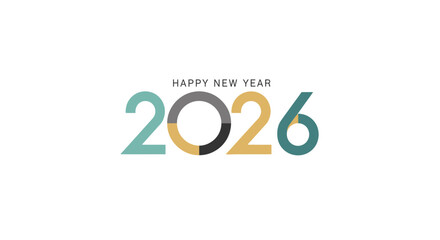 new year 2026 minimalist vector illustration