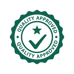 Green quality approved seal with checkmark and star Vector