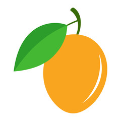 Mango Fruit on Cherry Leaves Vector Illustration 