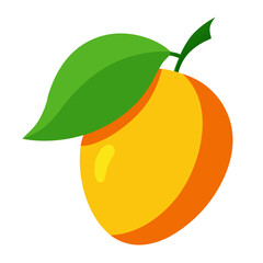 Mango Fruit on Cherry Leaves Vector Illustration 
