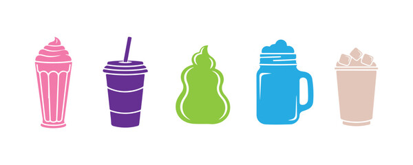 A collection of colorful ice blend drink symbols

