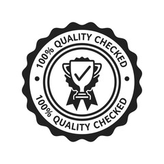 Professional quality check seal, trophy icon, black and white Vector