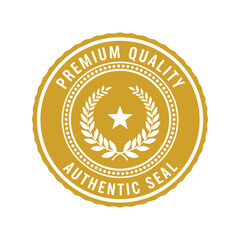 Golden premium quality authentic seal badge Vector