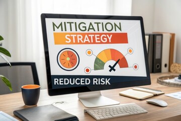Computer screen displaying mitigation strategy and reduced risk data