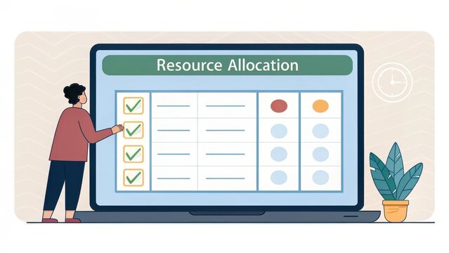 Computer screen showing resource allocation tracker