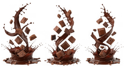 Chocolate splash isolated on transparent background