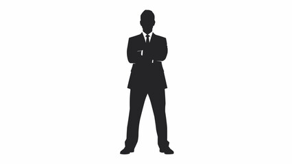 Fototapeta premium Silhouette of a confident businessman standing with arms crossed.