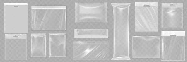 Big Set Of Transparent Empty Plastic Packaging. EPS10 Vector