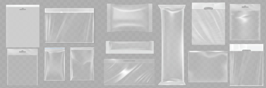 Big Set Of Transparent Empty Plastic Packaging. EPS10 Vector