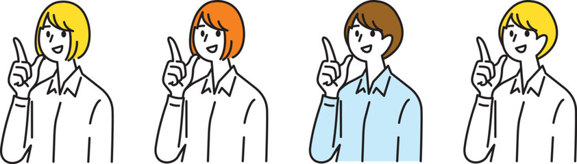 人差し指を出してポイントを説明する若い女性
