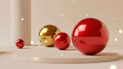 Shiny ornaments on a pedestal