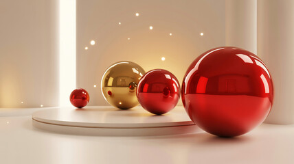 Reflective spheres on white surface