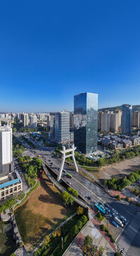 Aerial photography of Gongzi Bridge in Haihu New District, Xining City, Qinghai Province