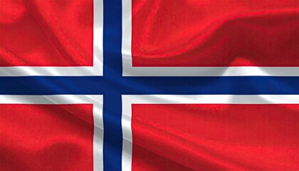 A waving flag with a red field, blue cross, and white trim