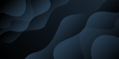 Dark Blue Abstract Wave Background with Layered Smooth Curves