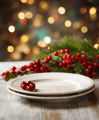Empty Plate on Holiday Background