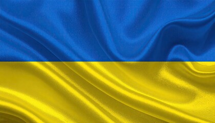 Waving, silky flag with horizontal blue and yellow stripes