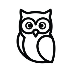 Simple black outline of an owl on white background