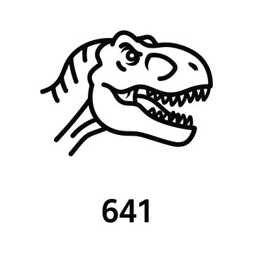 Tyrannosaurus rex head illustration with number 641