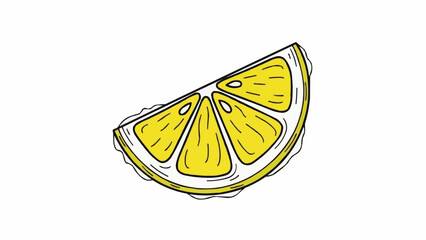 A vibrant hand-drawn slice of yellow lemon with visible segments and rind.