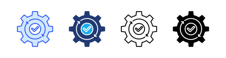 Process Multiple Style Icon Set Vector 