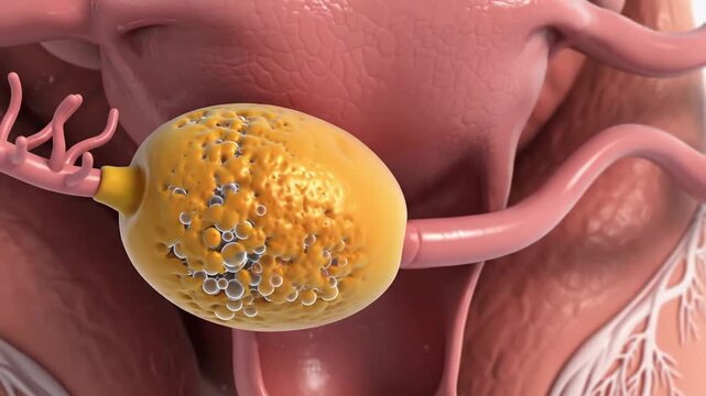 3D Animation of Female Reproductive System with Ovarian View and Follicle Development