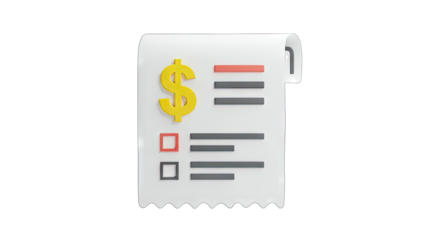 Invoice with Dollar Sign Icon on White Background