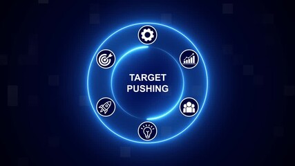 Target Pushing concept with Digital Icons Illustrating Modern Technology Applications in Business and Industry. Business, Technology, Internet and network concept. - Powered by Adobe
