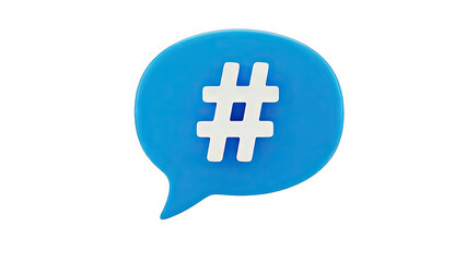Obraz premium Hashtag Symbol in Speech Bubble on White Background