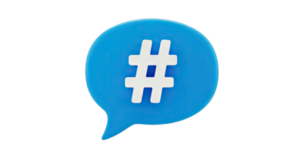 Hashtag Symbol in Speech Bubble on White Background