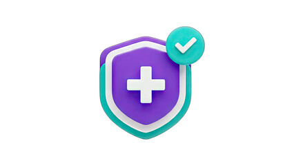 Health Shield with Checkmark Icon - Protection Concept