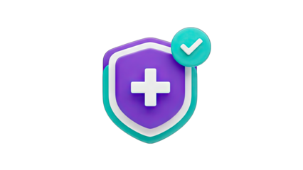 Health Shield with Checkmark Icon - Protection Concept