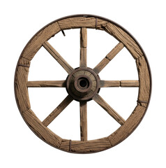 Obraz premium Historic wooden wheel display antique fair isolated on transparent background